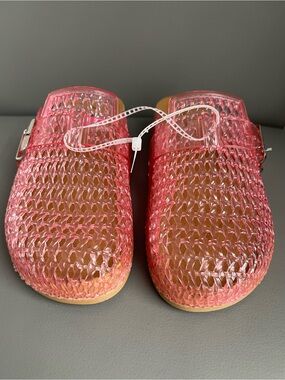 Sugar Pink Jelly Clogs Cork Footbed Slides Sandals Girls Size 5